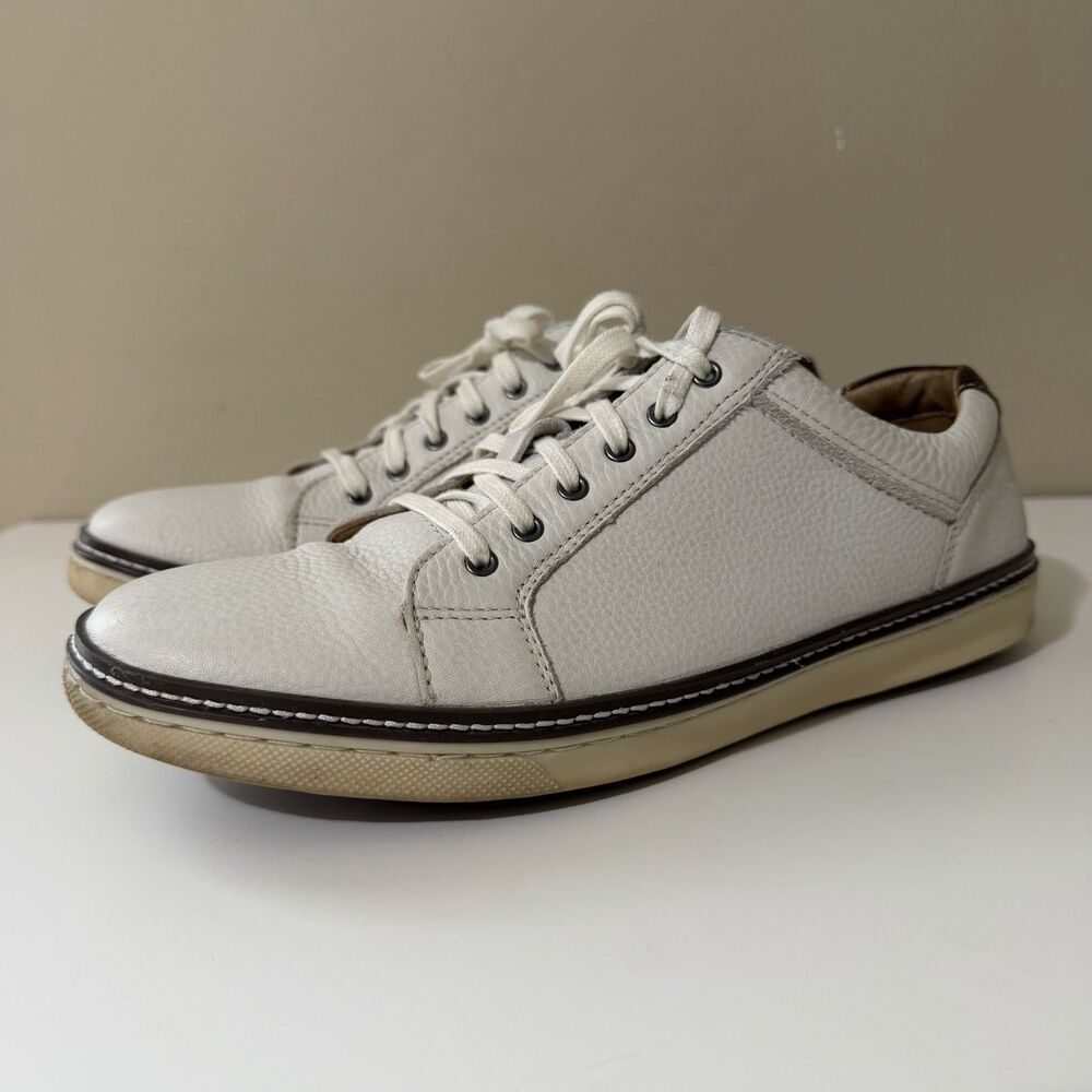 Johnston Murphy Sneakers Mens 9 White Sheepskin Leather Lace Up Low Tops